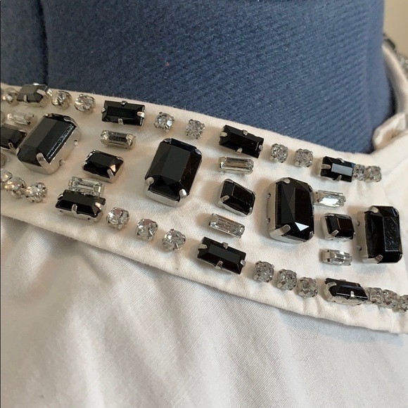 J Crew White Shirt with Rhinestone Collar - Picture 5 of 7